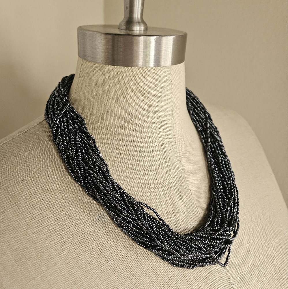 NWT STEPHAN ADRIAN Dark Gray Beaded Necklace | 20" - Picture 2 of 6